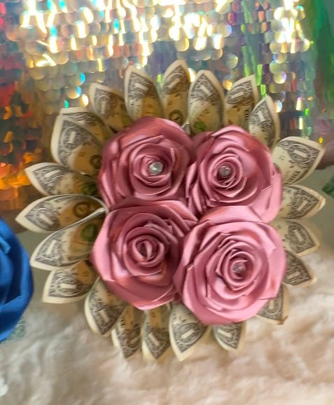 Eternal Satin Rose Centerpiece Arrangement w/Money