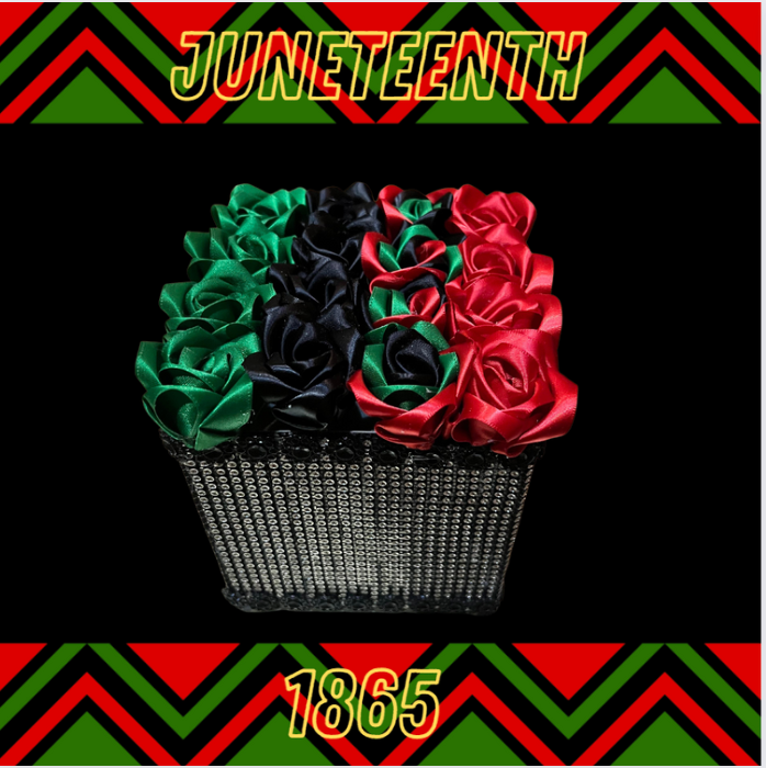 Beautiful Juneteenth Rose Flower Bling Box